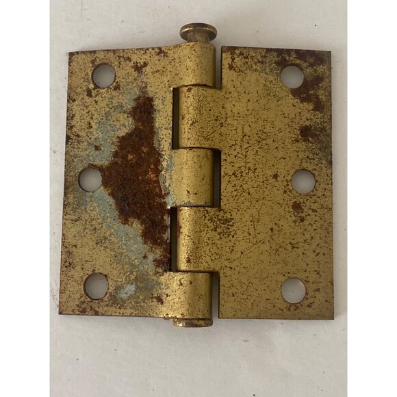 Antique Lawrence USA Brass Door Hinges Stanley Bar Latch Hardware - Picture 6 of 14